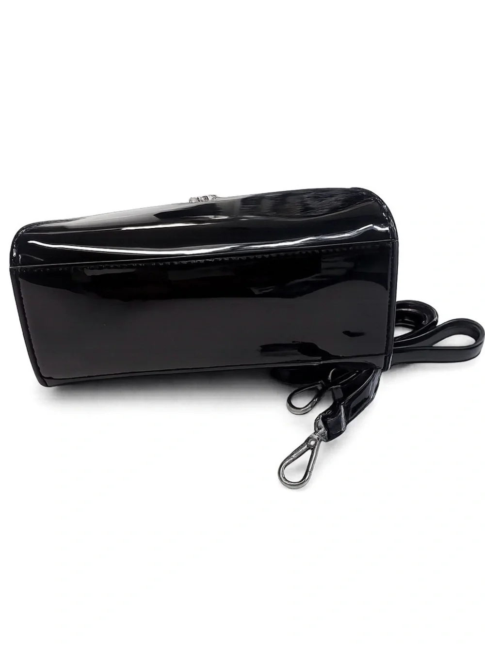 Nine West Eliora Mini Satchel Black Patent Top Handle Crossbody Purse Bag